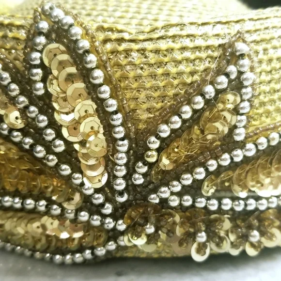 Elegant Gorgeous Gold tone Metallic bead Wedding Church Festival party Straw hat